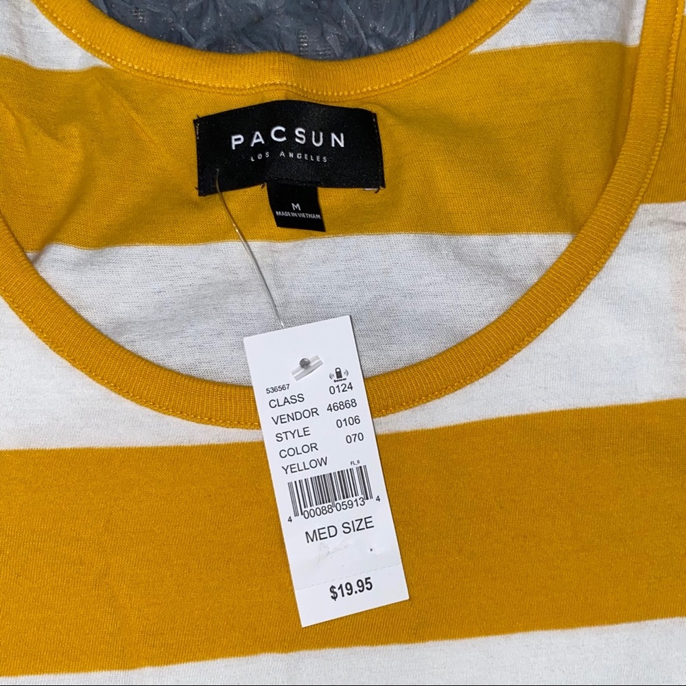 NEW Pacsun Tank Top Yellow White Summer Striped - Picture 2 of 4